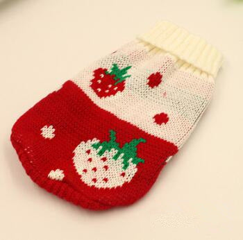 style: Red strawberry, Size: 16 - Manufacturers selling dog clothes pet dogsweater sweater knitted winter clothes Teddy Bichon puppy