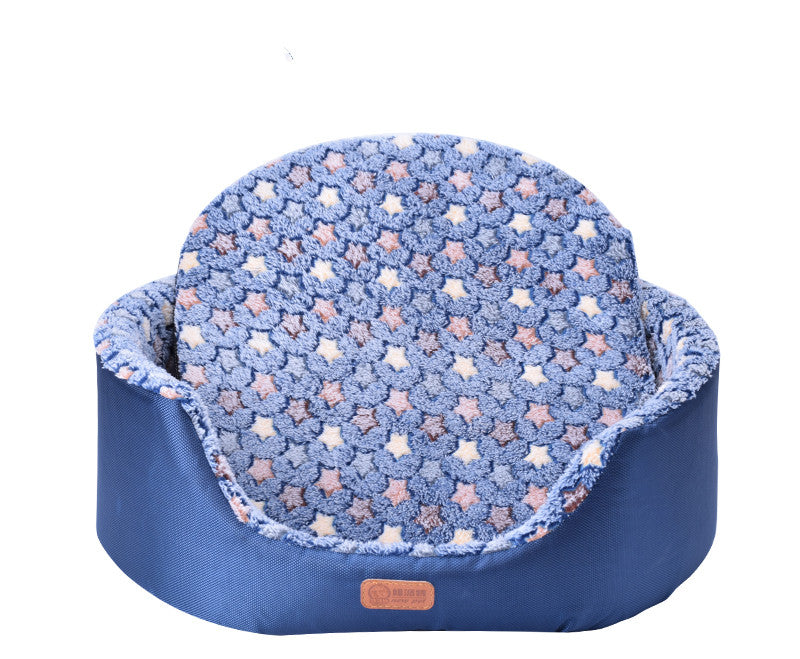 style: Navy, Size: M - Four Seasons Universal Washable Teddy Kennel Small Dog And Cat Kennel Medium Dog Bed Pet Bed Dog Pad