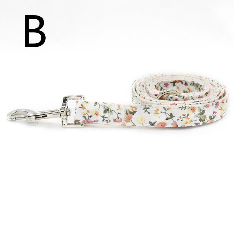 style: B style, Size: L - White Flower Flower Pet Collar Leash Metal Buckle Dog Collar Cat Collar