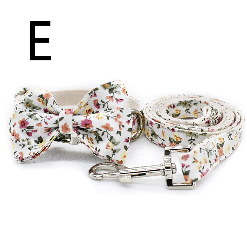 style: E style, Size: S - White Flower Flower Pet Collar Leash Metal Buckle Dog Collar Cat Collar