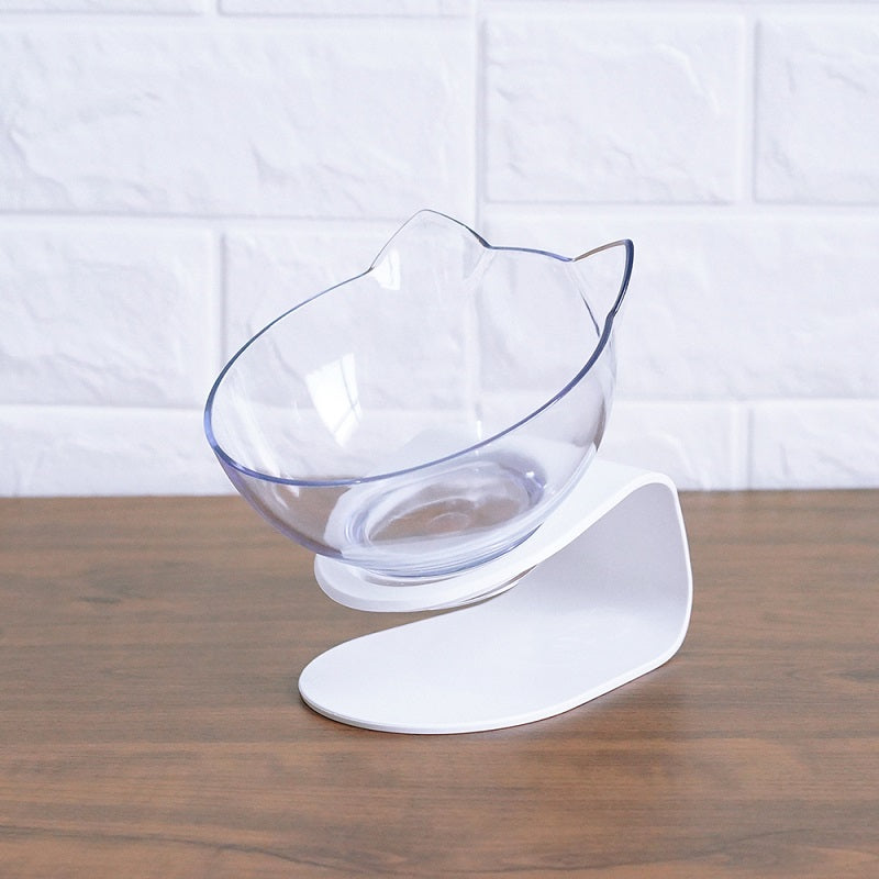 style: Single white - Cat Double Bowl Cat Food Bowl Protects Cervical Vertebra