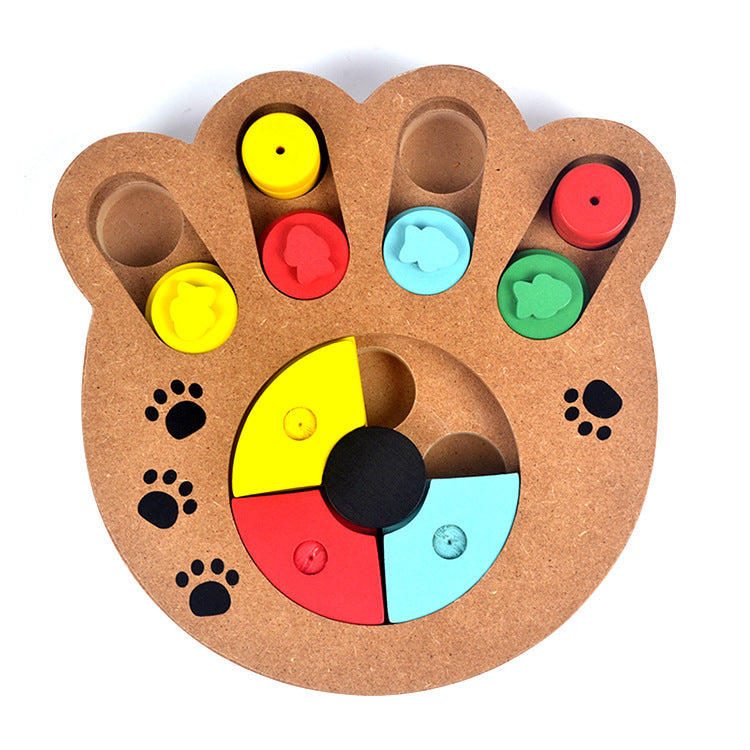 style: Paw print - Pet dog, puzzle toy  new wooden play feeding multi-functional pet toys