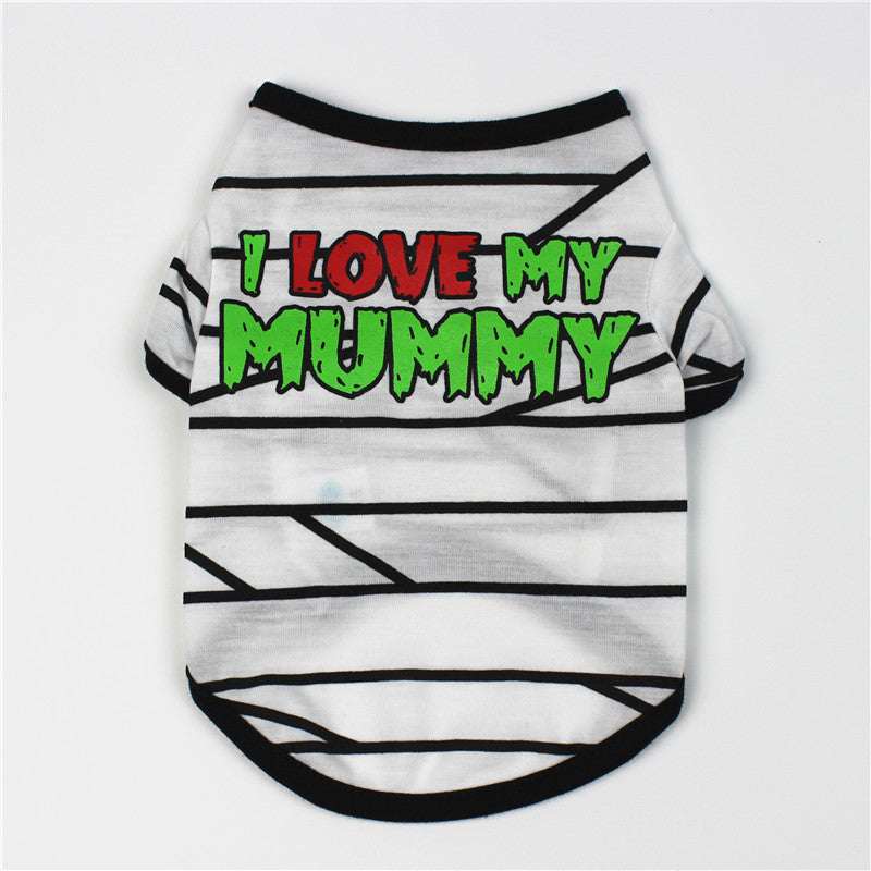 Style: Mummy, Size: S - Clothes spring and summer clothing cartoon print T-shirt Teddy pet clothing