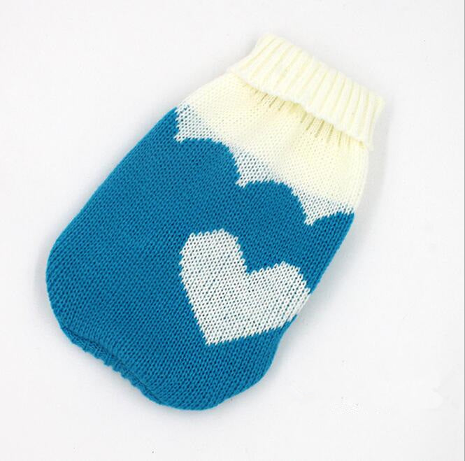 style: Blue heart, Size: 8 - Manufacturers selling dog clothes pet dogsweater sweater knitted winter clothes Teddy Bichon puppy