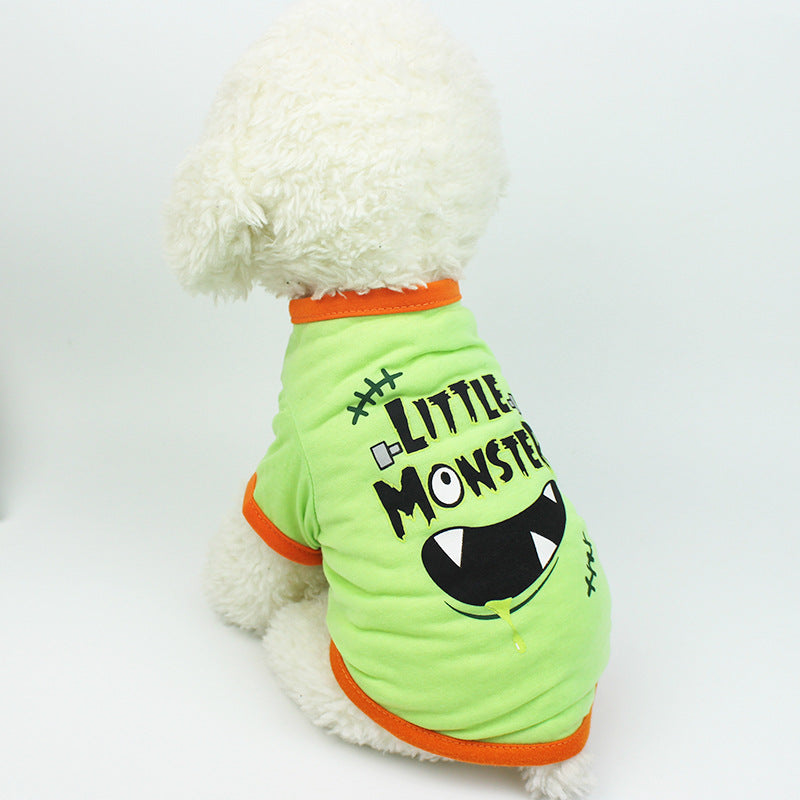 Style: Big Mouth, Size: S - Clothes spring and summer clothing cartoon print T-shirt Teddy pet clothing