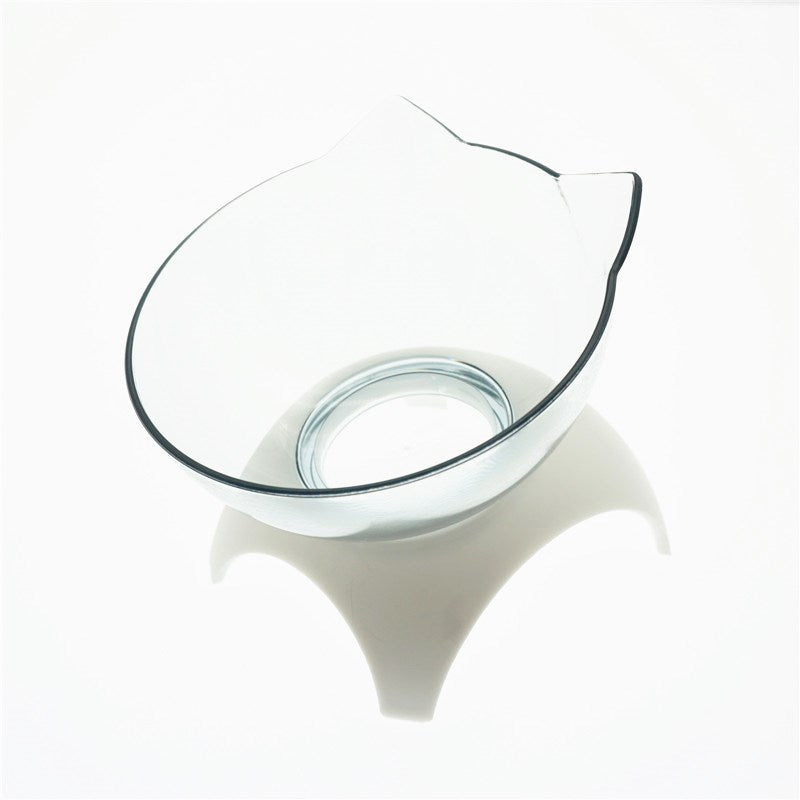 style: Single clear white - Cat Double Bowl Cat Food Bowl Protects Cervical Vertebra