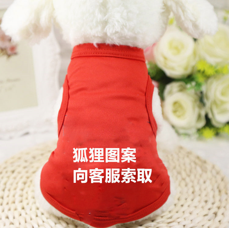 Style: Big red fox, Size: M - Cute Pet Vest Clothing Small Puppy Costume Summer Apparel