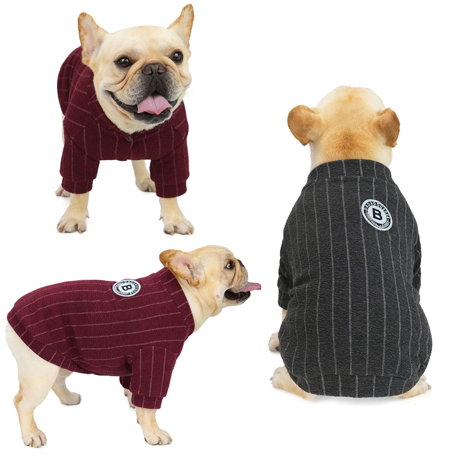 Dog Clothes For Small Dogs Winter French Bulldog Coat Dog Costume Chihuahua Puppy Stripe Baseball Sport Hoodies Jacket