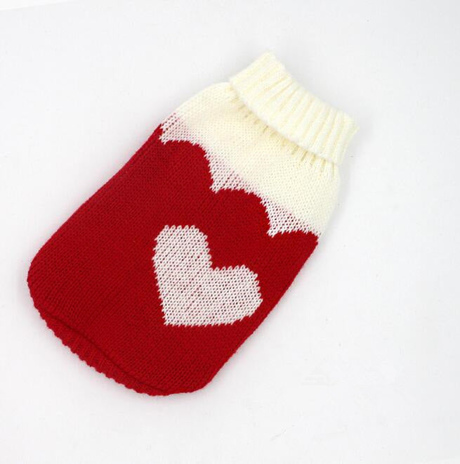 style: Red Heart, Size: 4 - Manufacturers selling dog clothes pet dogsweater sweater knitted winter clothes Teddy Bichon puppy