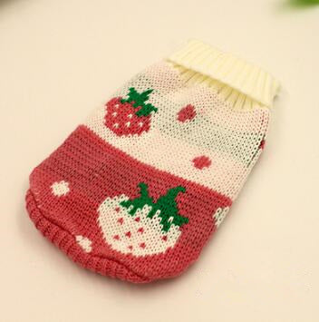 style: Pink strawberry, Size: 16 - Manufacturers selling dog clothes pet dogsweater sweater knitted winter clothes Teddy Bichon puppy