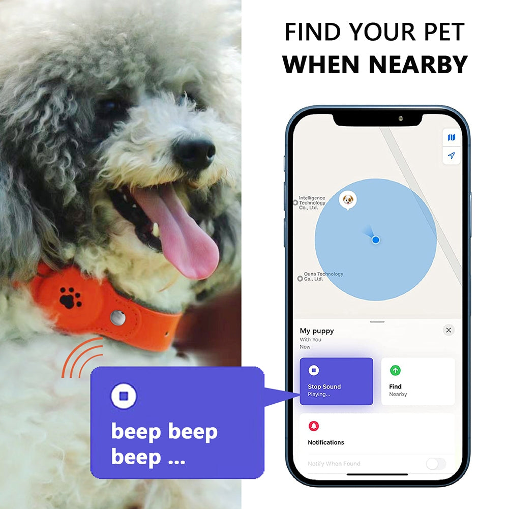 Pets Anti-Lost Collar Locator Set Compatible for iOS System Breathable Battery-Powered Find Device Orange