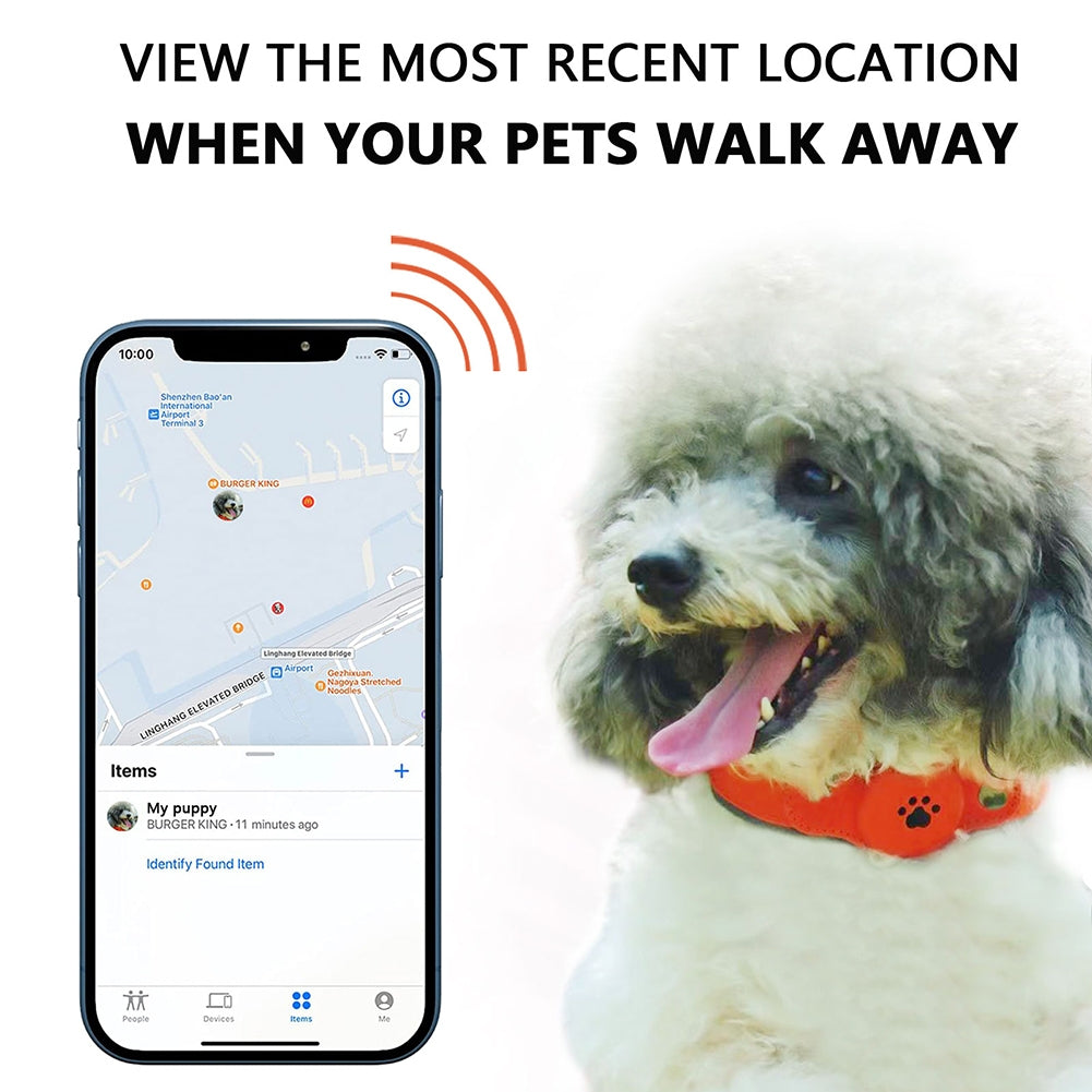 Pets Anti-Lost Collar Locator Set Compatible for iOS System Breathable Battery-Powered Find Device Orange