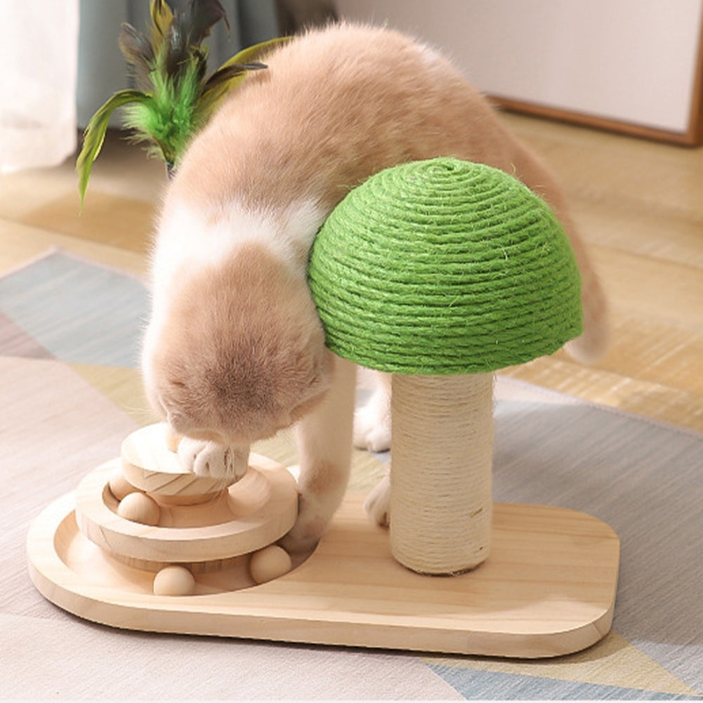 Cat Turntable Toy With Interactive Balls Cat Teaser Stick Pet Supplies For Indoor Cats Physical Exercise Mushroom turntable