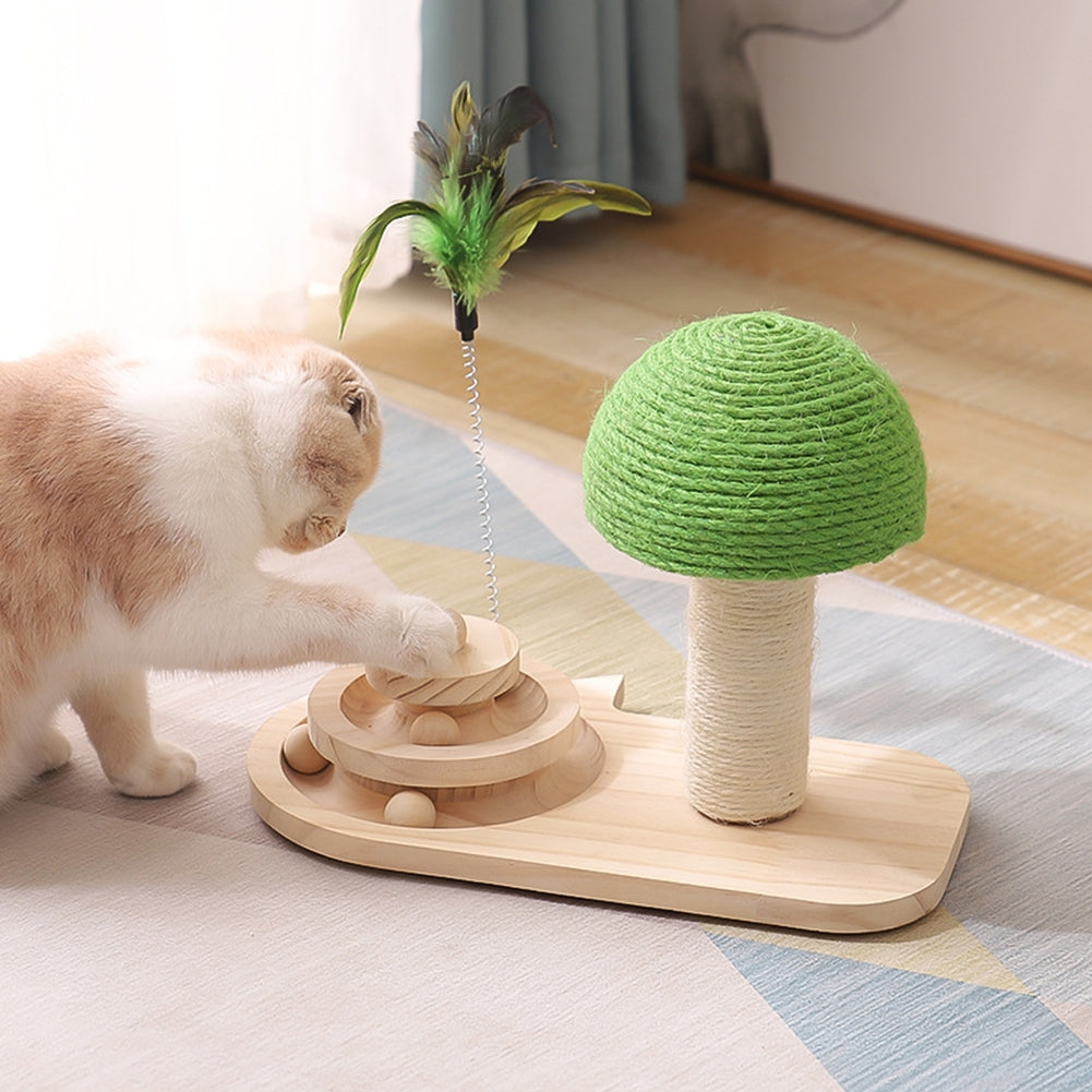 Cat Turntable Toy With Interactive Balls Cat Teaser Stick Pet Supplies For Indoor Cats Physical Exercise Mushroom turntable