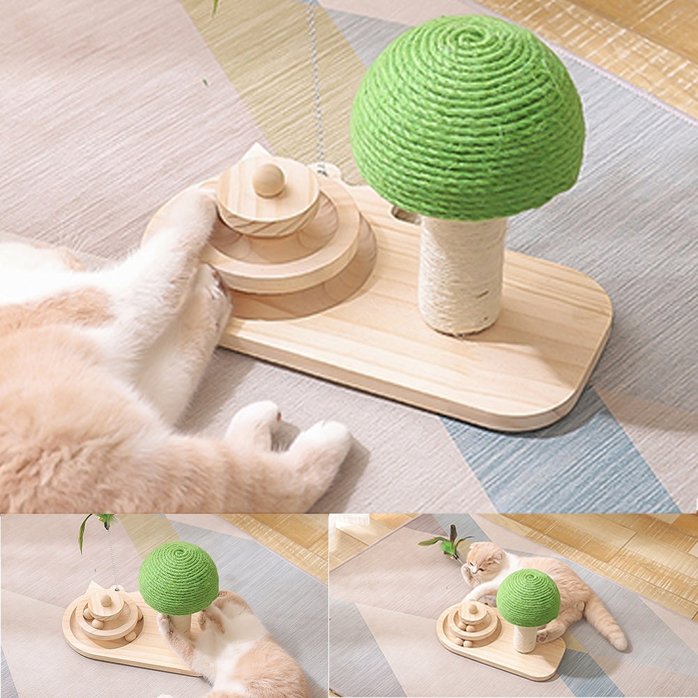 Cat Turntable Toy With Interactive Balls Cat Teaser Stick Pet Supplies For Indoor Cats Physical Exercise Mushroom turntable