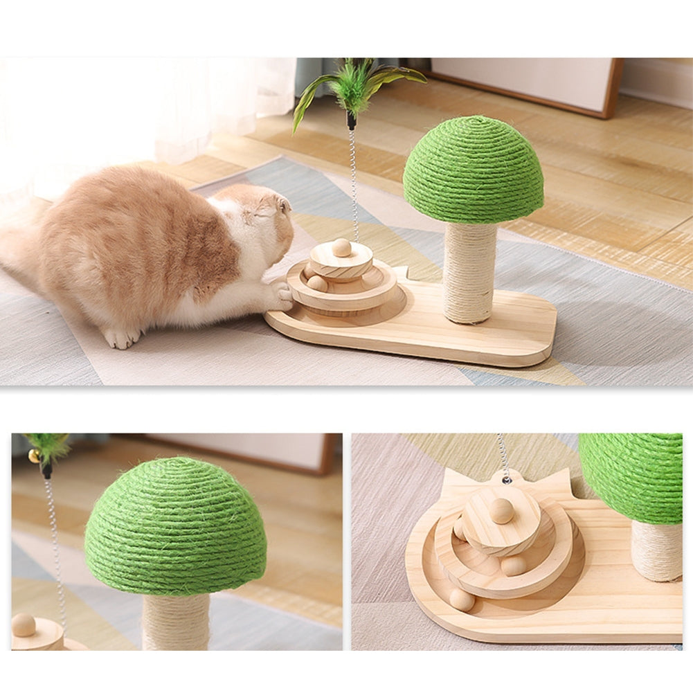 Cat Turntable Toy With Interactive Balls Cat Teaser Stick Pet Supplies For Indoor Cats Physical Exercise Mushroom turntable