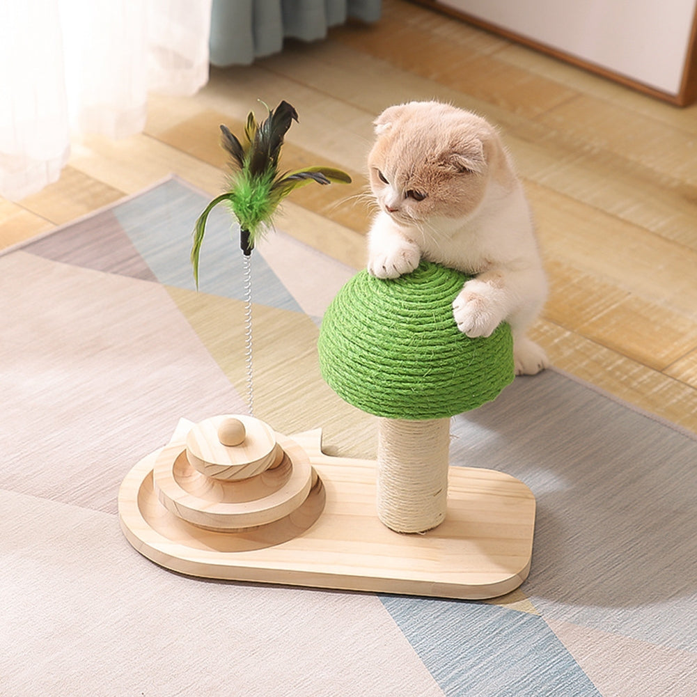 Cat Turntable Toy With Interactive Balls Cat Teaser Stick Pet Supplies For Indoor Cats Physical Exercise Mushroom turntable