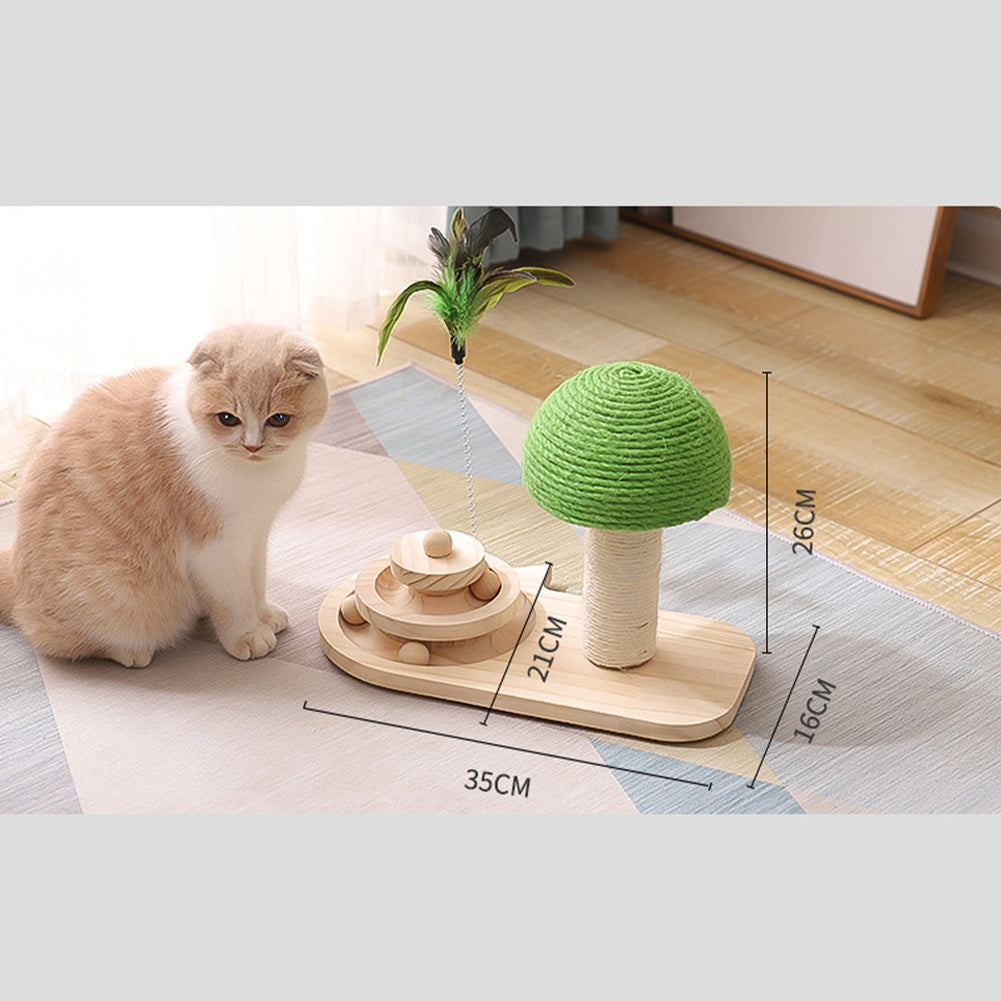 Cat Turntable Toy With Interactive Balls Cat Teaser Stick Pet Supplies For Indoor Cats Physical Exercise Mushroom turntable