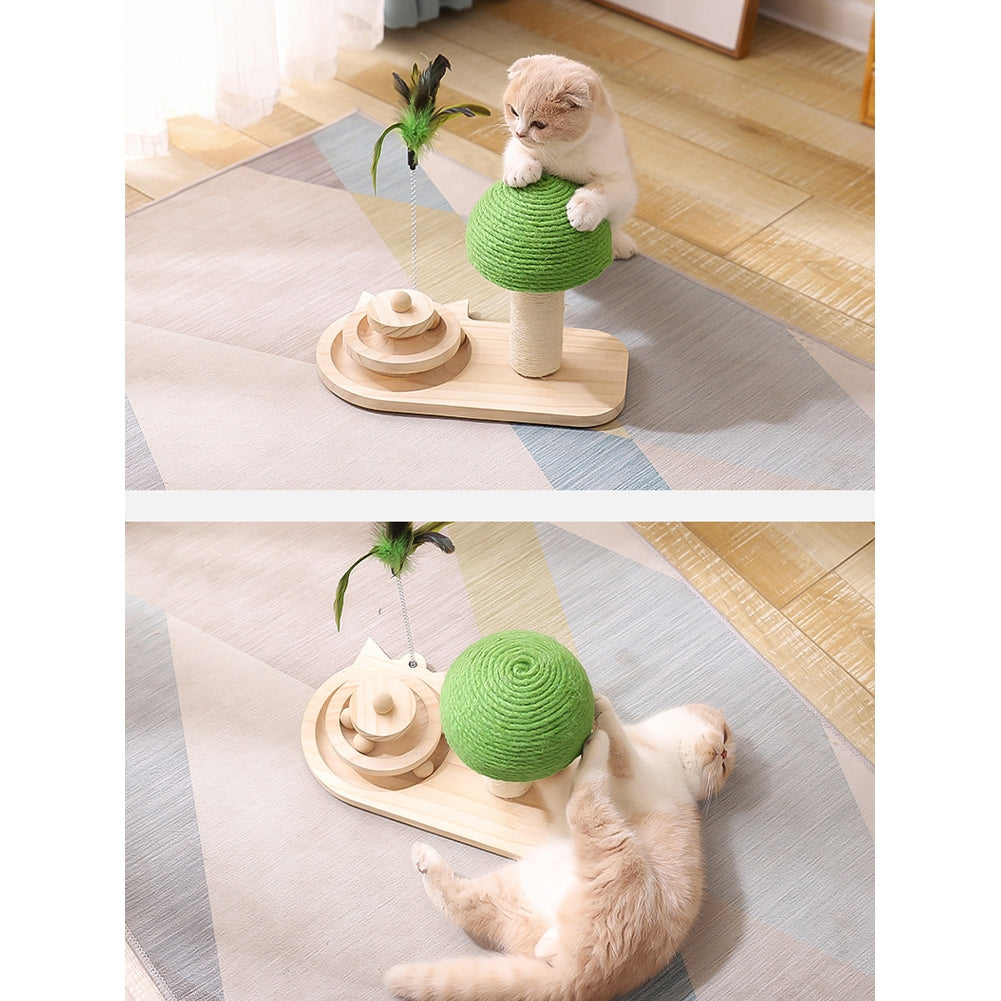 Cat Turntable Toy With Interactive Balls Cat Teaser Stick Pet Supplies For Indoor Cats Physical Exercise Mushroom turntable