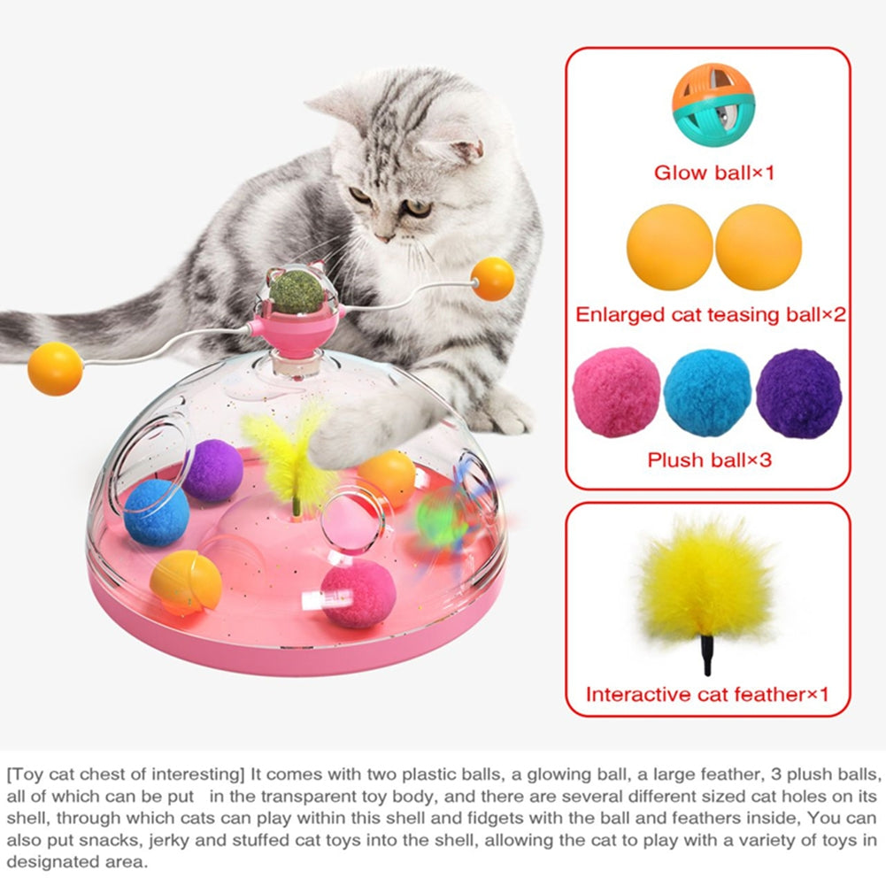 Pet Cat Rotating Windmill Toys With Ball Scratch-resistant Interactive Turntable Pet Educational Toys pink