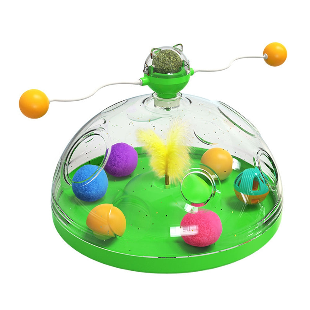 Pet Cat Rotating Windmill Toys With Ball Scratch-resistant Interactive Turntable Pet Educational Toys green