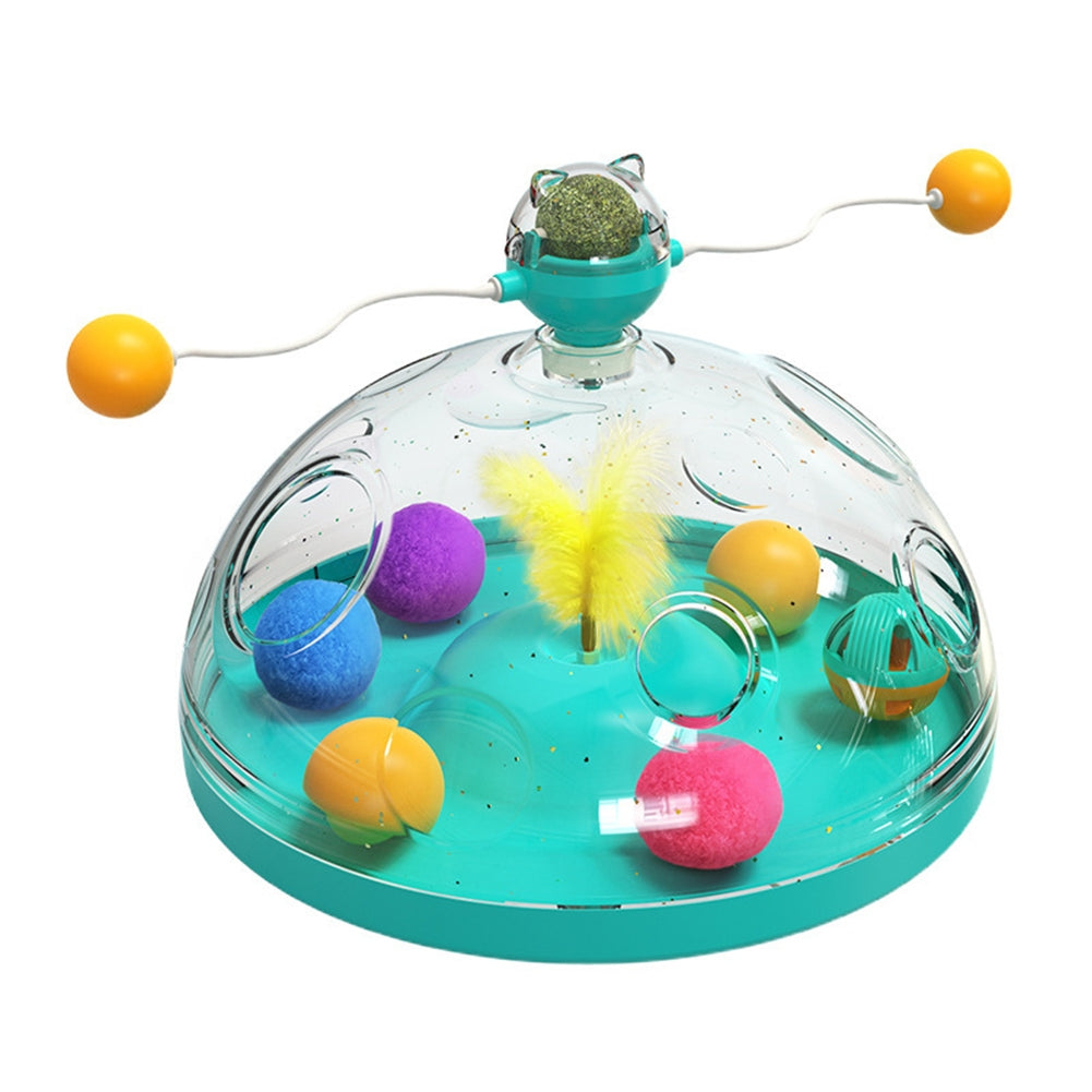 Pet Cat Rotating Windmill Toys With Ball Scratch-resistant Interactive Turntable Pet Educational Toys green