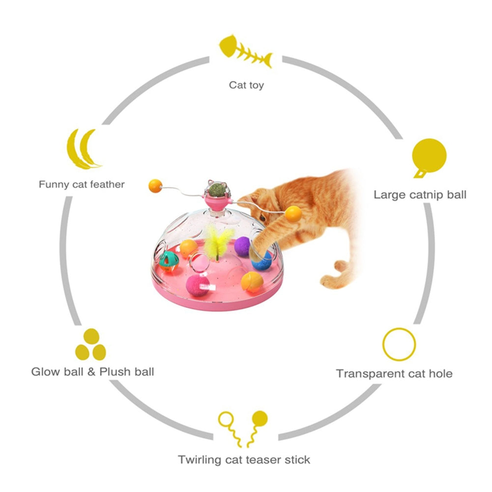 Pet Cat Rotating Windmill Toys With Ball Scratch-resistant Interactive Turntable Pet Educational Toys yellow