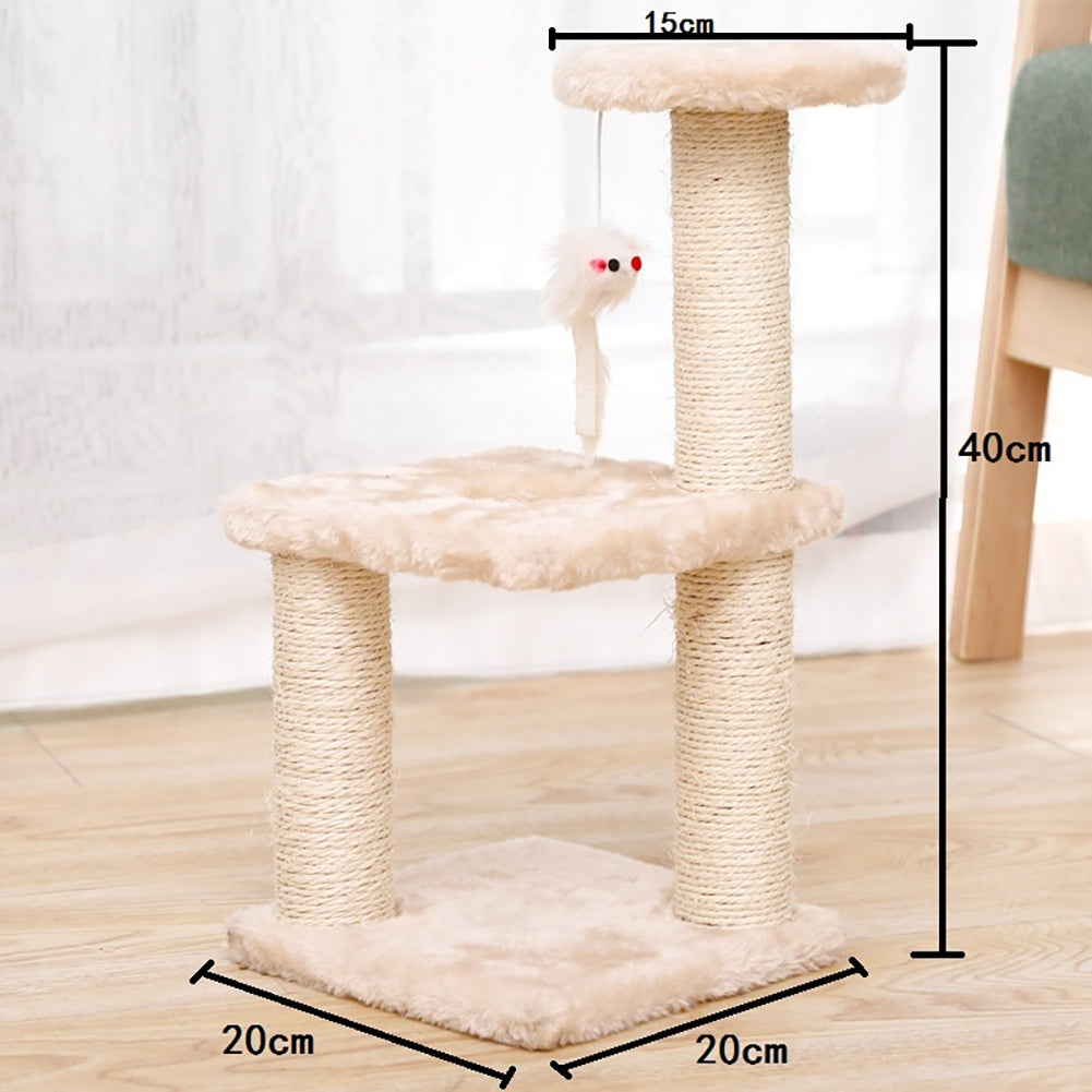 Cat Tree Cat Tower Three-column Three-layer Square Cat Climbing Platform Jumping Toy 20x20x40cm Grey