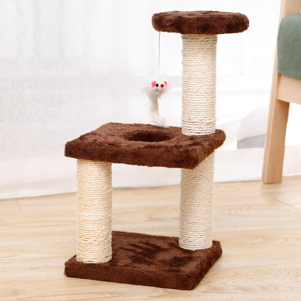 Cat Tree Cat Tower Three-column Three-layer Square Cat Climbing Platform Jumping Toy 20x20x40cm Grey