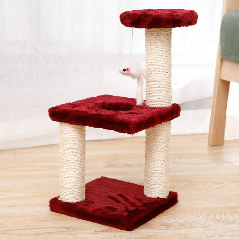 Cat Tree Cat Tower Three-column Three-layer Square Cat Climbing Platform Jumping Toy 20x20x40cm Grey