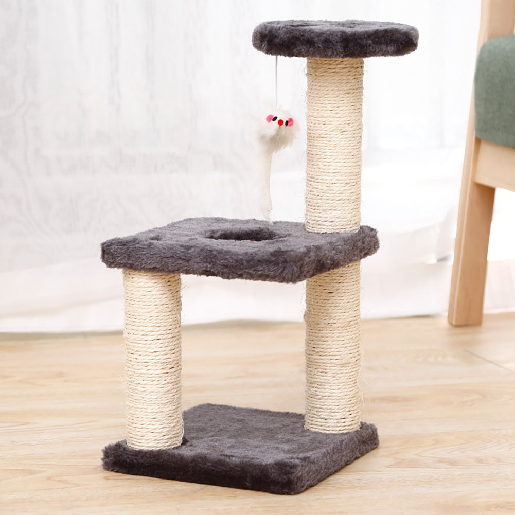 Cat Tree Cat Tower Three-column Three-layer Square Cat Climbing Platform Jumping Toy 20x20x40cm Grey