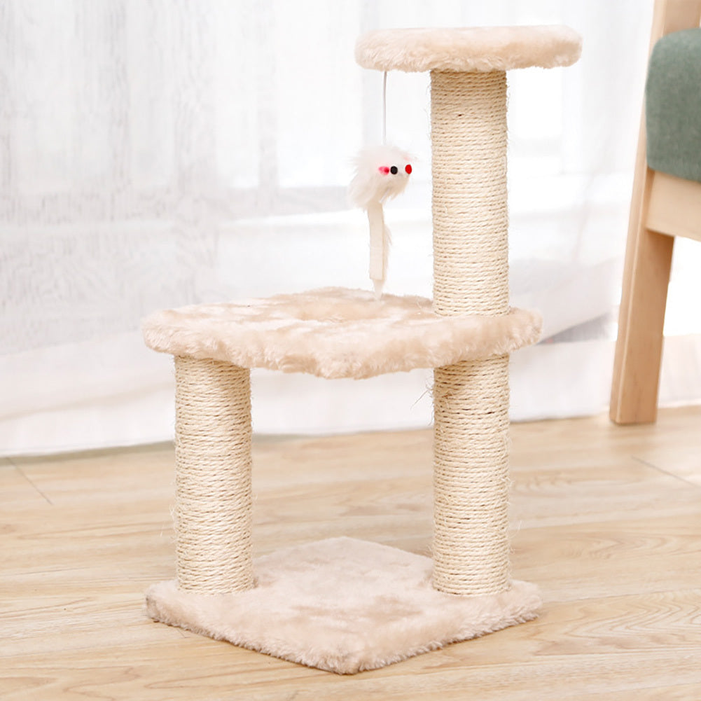 Cat Tree Cat Tower Three-column Three-layer Square Cat Climbing Platform Jumping Toy 20x20x40cm Grey