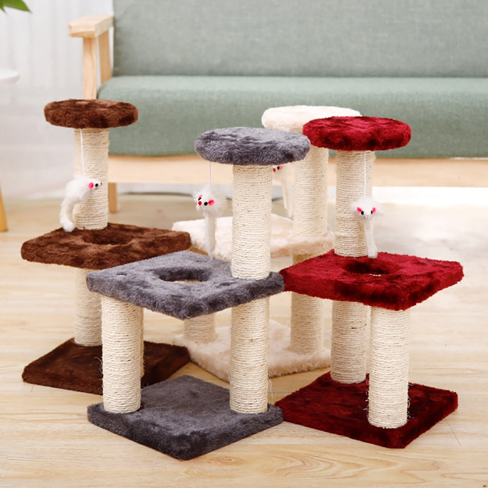 Cat Tree Cat Tower Three-column Three-layer Square Cat Climbing Platform Jumping Toy 20x20x40cm Grey