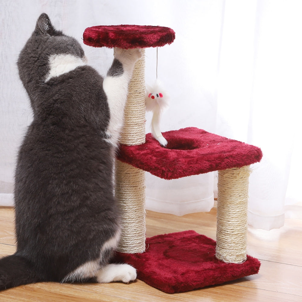 Cat Tree Cat Tower Three-column Three-layer Square Cat Climbing Platform Jumping Toy 20x20x40cm Grey