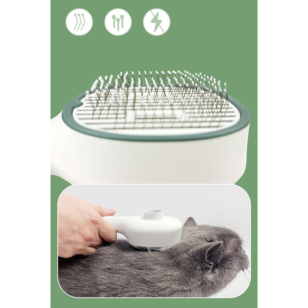 Pet Ultraviolet Sterilizing Comb Usb Rechargeable Cat Dog Automatic Hair Removal Brush Light Green Edge