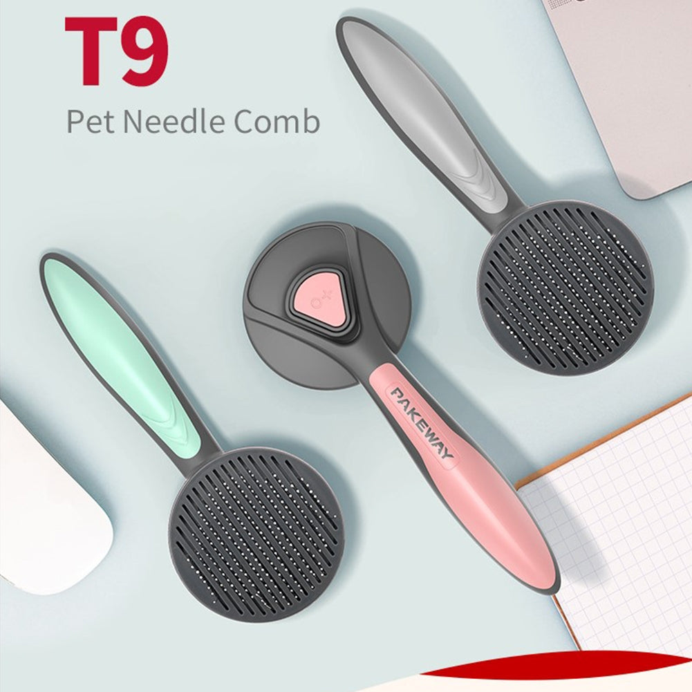 Ergonomic Pet  Self-cleaning  Slicker  Brush Gently Non-slip Hair Loss Cleaning Needle Comb Dogs Cats Rabbit Grooming Brushes Tool Pink