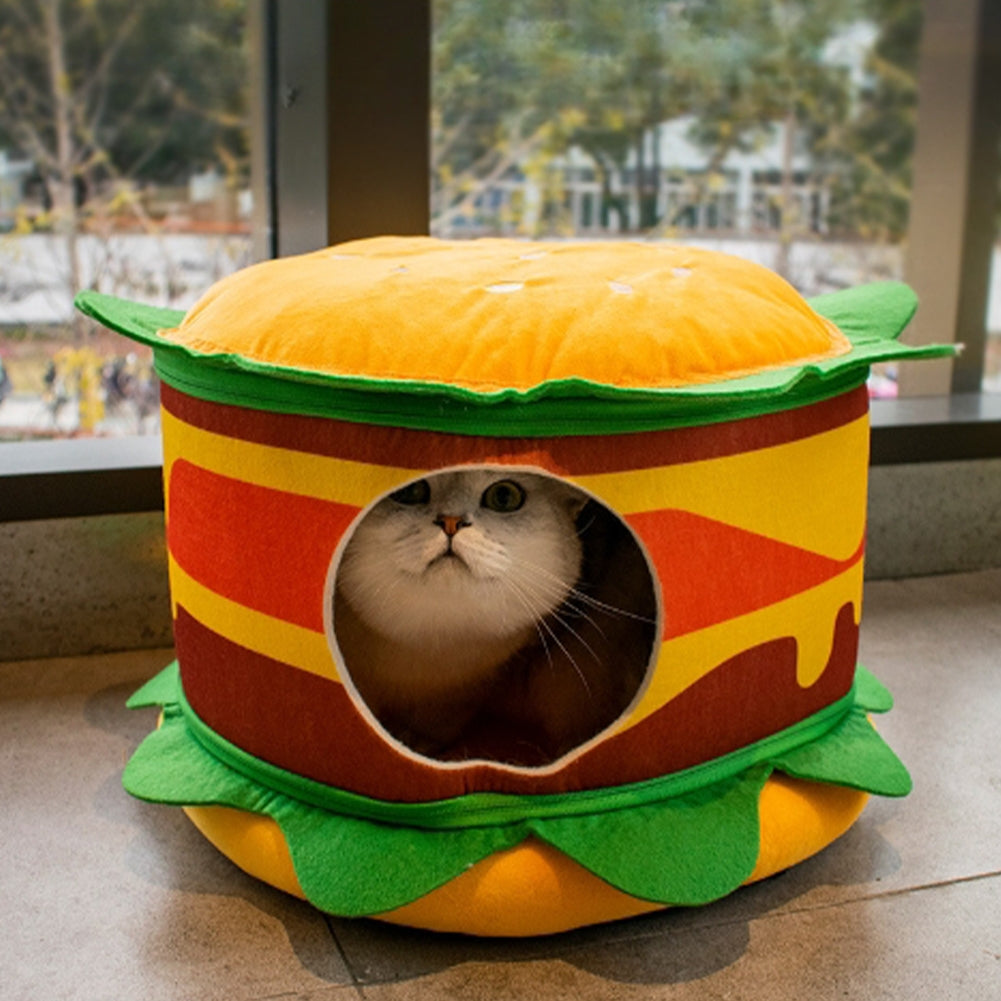 Pets Cat Warm Cave Cushion Hamburg French Fries Shaped Sleeping Bed Sleeping Bed Pet Supplies Accessories Hamburger