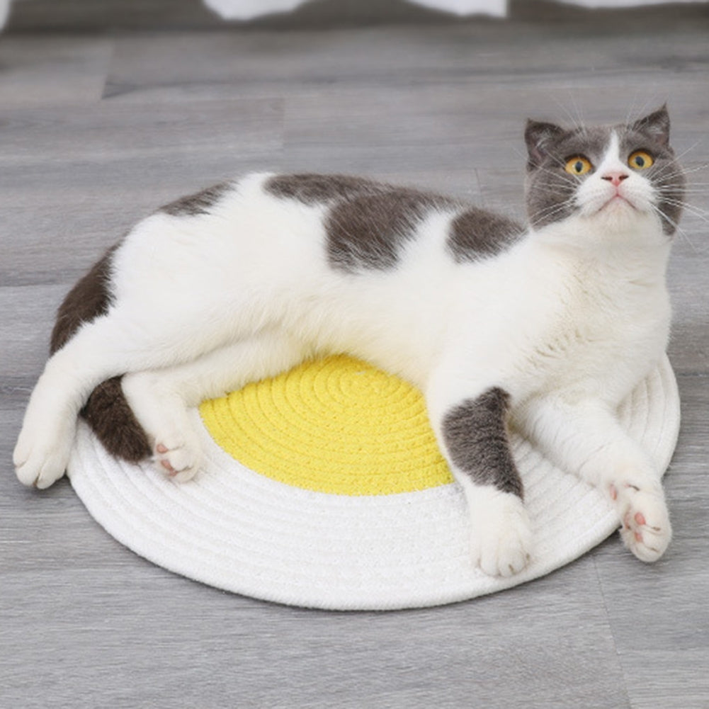 Pet Cat Round Scraper Mat Scratch-resistant Scratch Board Sleeping Blanket Sofa Furniture Protector yellow