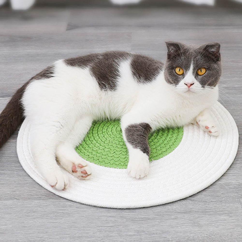 Pet Cat Round Scraper Mat Scratch-resistant Scratch Board Sleeping Blanket Sofa Furniture Protector yellow