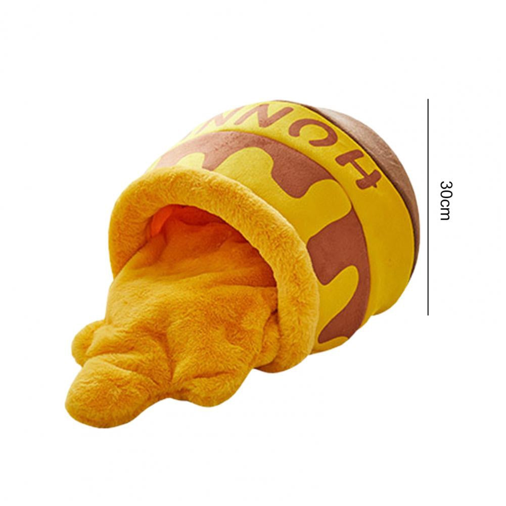 Pet Nest Cute Honey Pot Shape Warm Soft Comfortable Removable Washable Sleeping Bed For Cats Dogs 32 x 39cm yellow