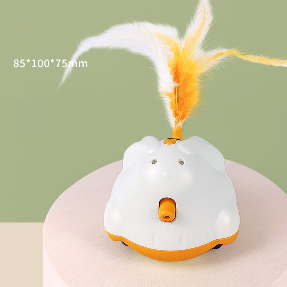 Cat Electric Teaser Stick With Feather Usb Rechargeable Infrared Automatic Toys For Indoor Cats orange white 7.5 x 8.5 x 10cm