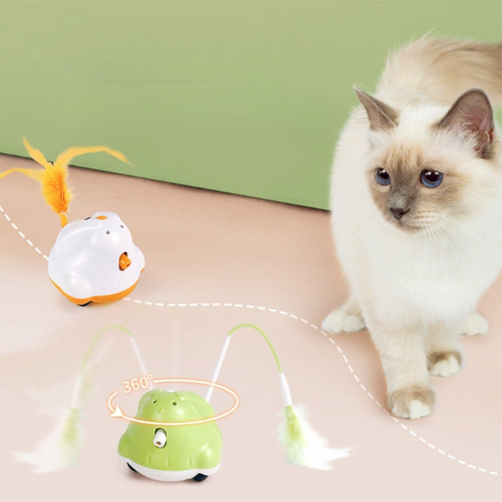 Cat Electric Teaser Stick With Feather Usb Rechargeable Infrared Automatic Toys For Indoor Cats orange white 7.5 x 8.5 x 10cm