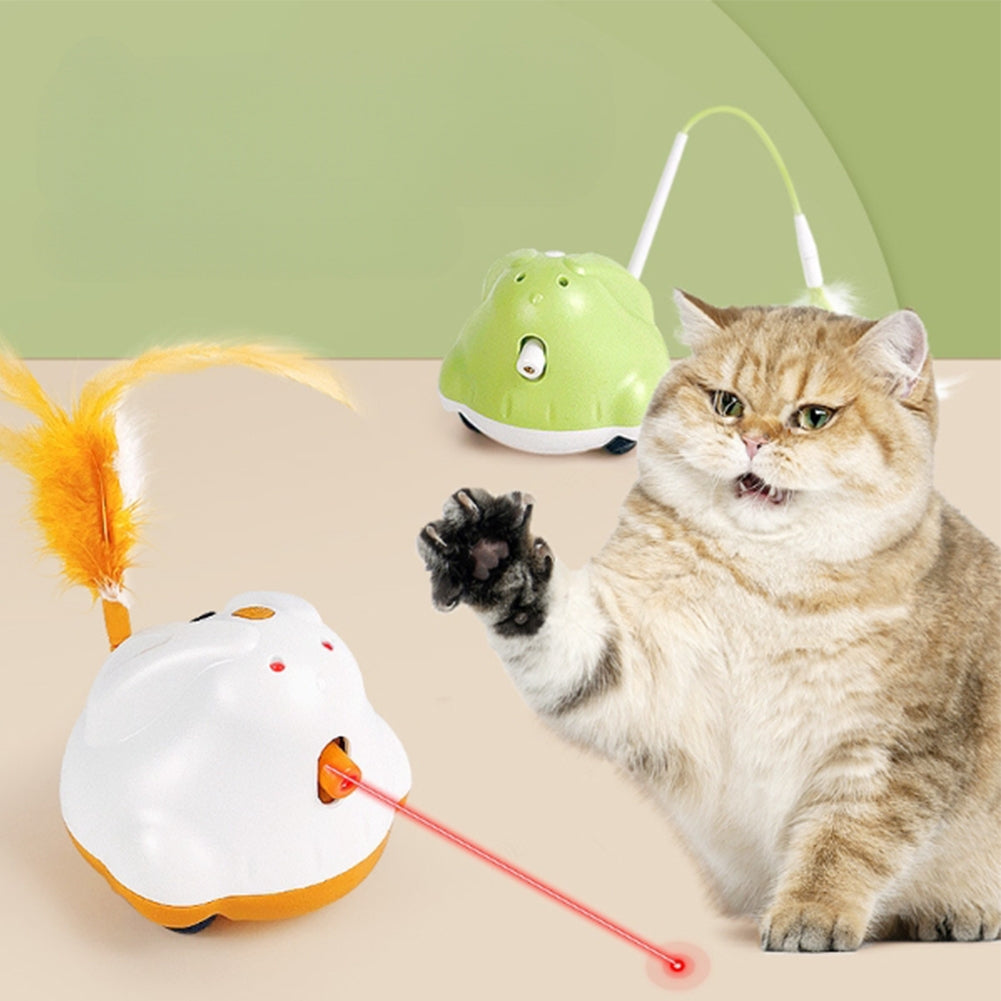 Cat Electric Teaser Stick With Feather Usb Rechargeable Infrared Automatic Toys For Indoor Cats orange white 7.5 x 8.5 x 10cm