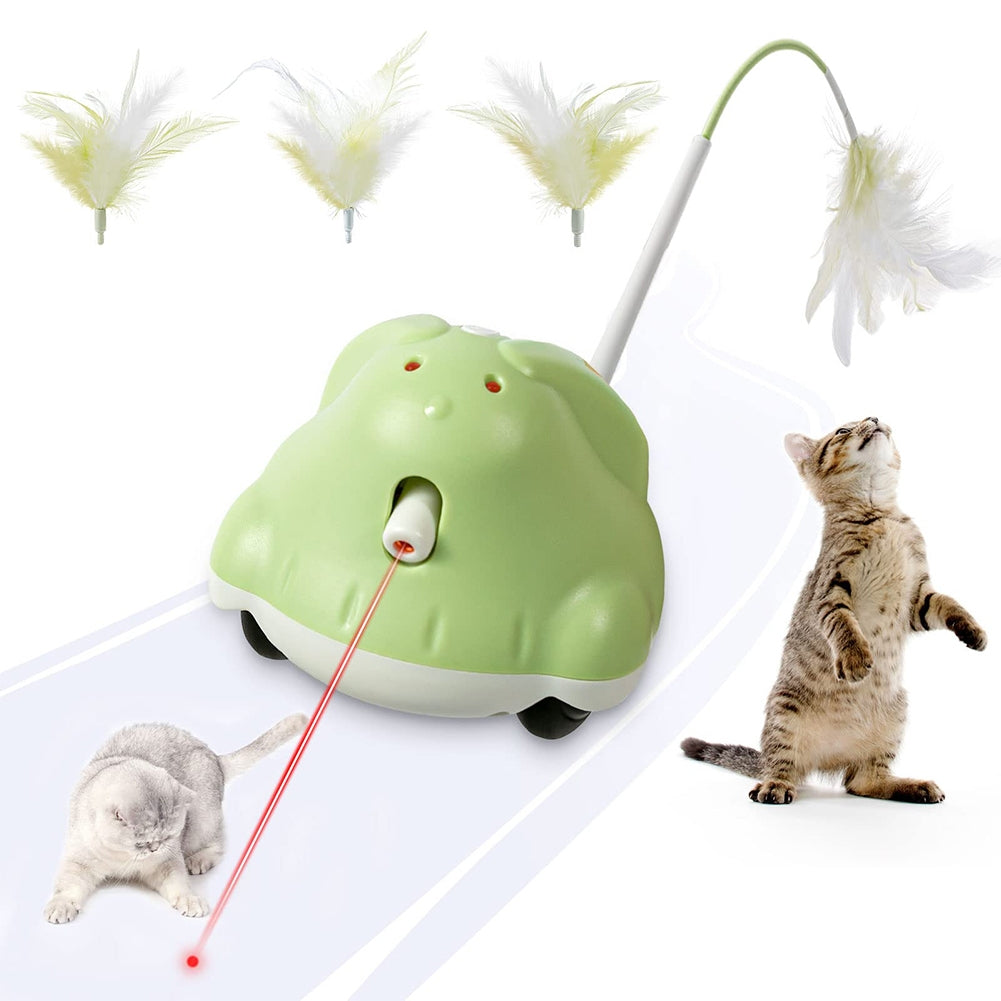 Cat Electric Teaser Stick With Feather Usb Rechargeable Infrared Automatic Toys For Indoor Cats orange white 7.5 x 8.5 x 10cm