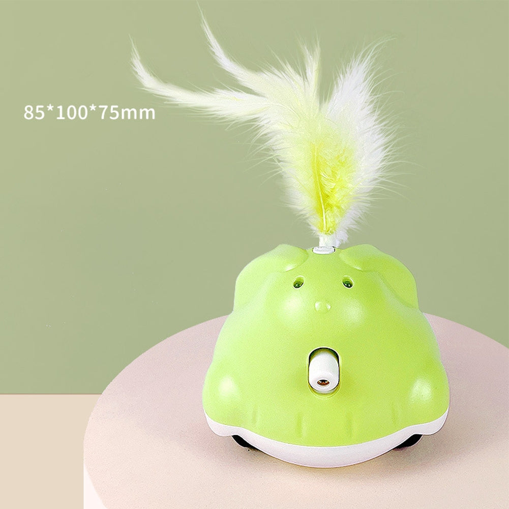 Cat Electric Teaser Stick With Feather Usb Rechargeable Infrared Automatic Toys For Indoor Cats green white 7.5 x 8.5 x 10cm