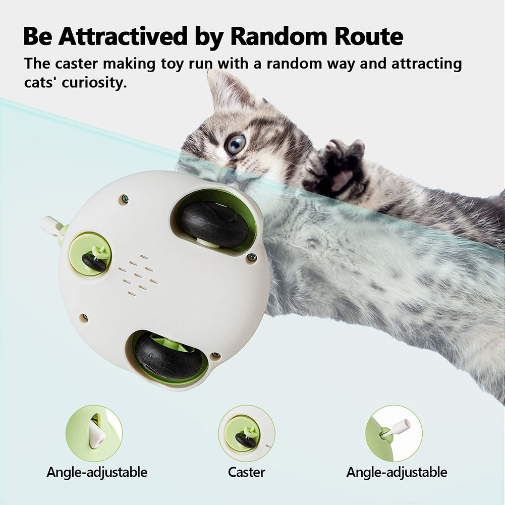 Cat Electric Teaser Stick With Feather Usb Rechargeable Infrared Automatic Toys For Indoor Cats green white 7.5 x 8.5 x 10cm