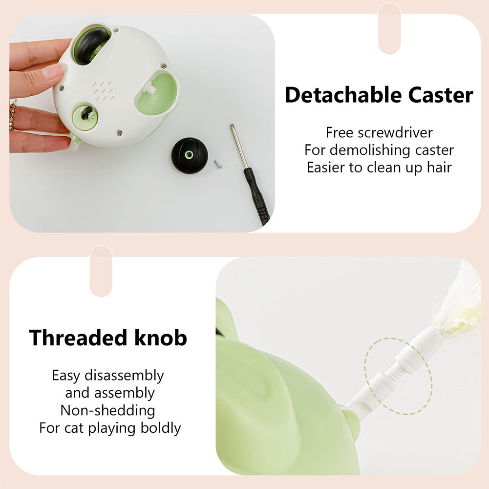 Cat Electric Teaser Stick With Feather Usb Rechargeable Infrared Automatic Toys For Indoor Cats green white 7.5 x 8.5 x 10cm