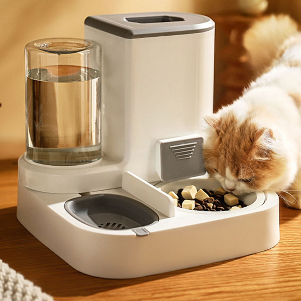 2-in-1 Pet Automatic Feeder Dog Cat Drinking Fountain Water Dispenser Food Bowl Pet Supplies Green