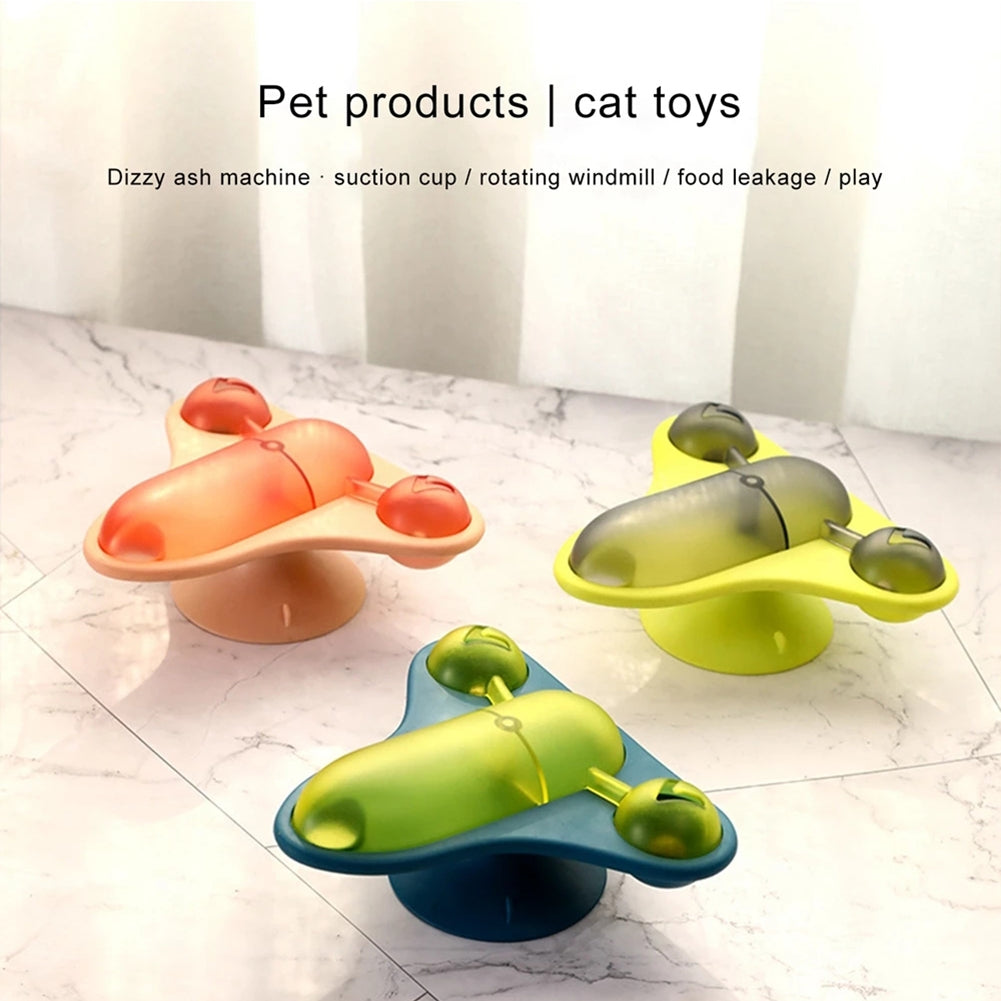 Automatic Rotating Plane Funny Cat Toy Leaking Food Cat Interactive Toy Puzzle Exercise Toys green