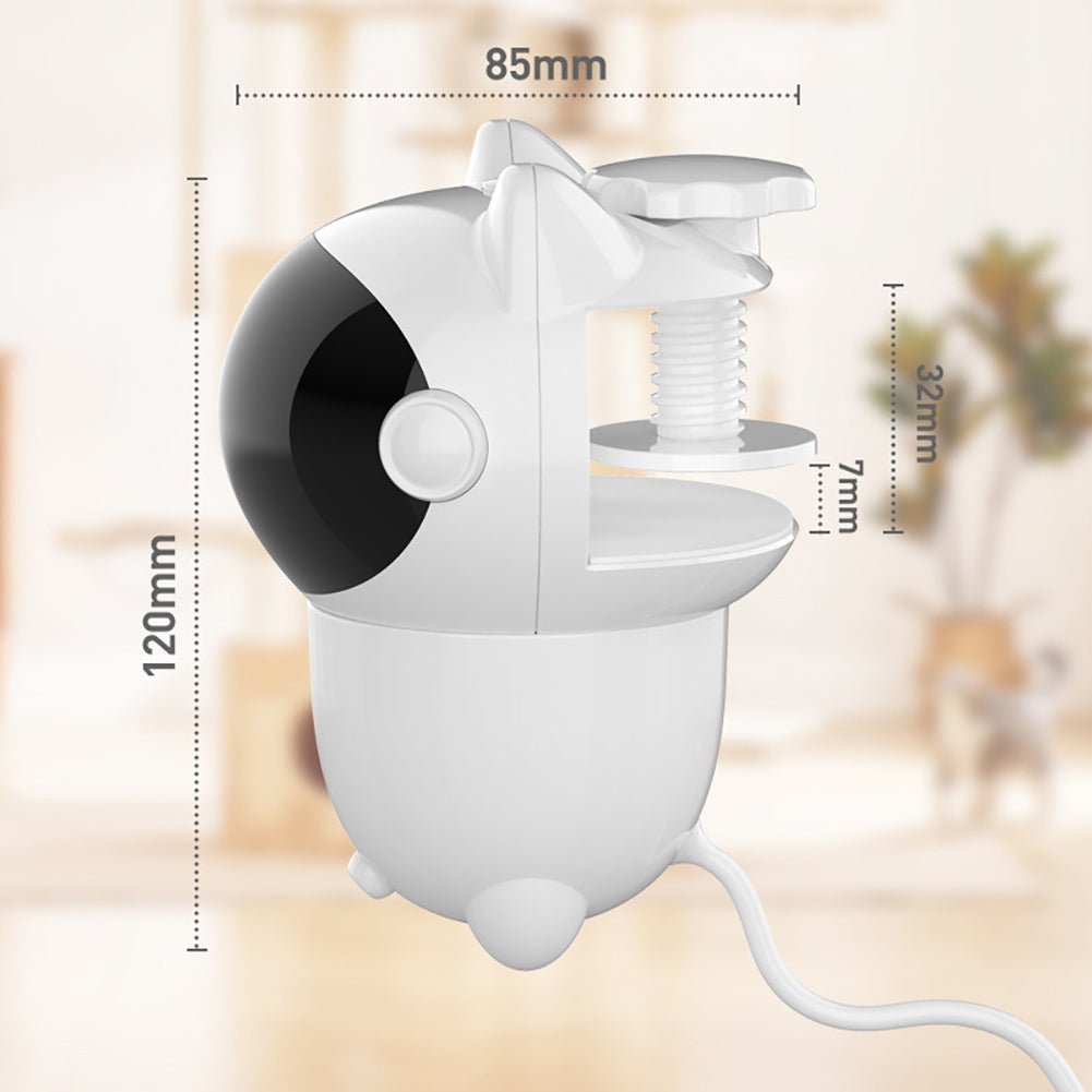 Cat Teaser Toy Automatic Smart Projection Interactive Toy with Feathers Electronic Cat Toy White